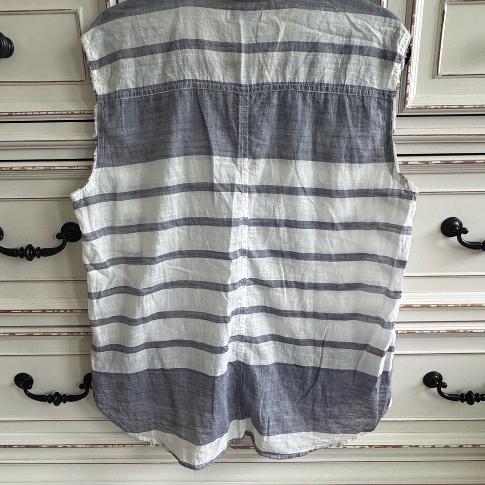 BDG Women’s Casual Striped Button Down Shirt - Blue and White - Picture 5 of 10